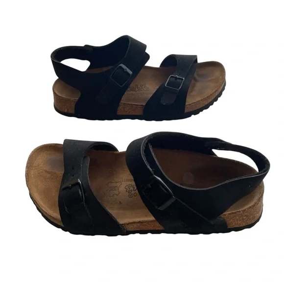 Birkis Birkenstock Black Sandals with Adjustable Straps and Cork Footbed W6 - Picture 10 of 13